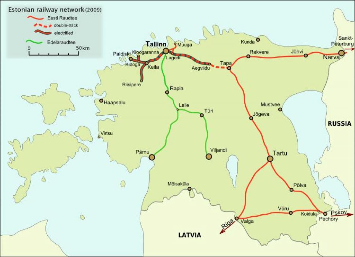 地图爱沙尼亚铁路公司